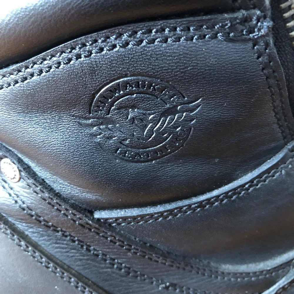 Milwaukee Leather 9050 Men's Leather Motorcycle Rider Boots + Superfeet Insoles!